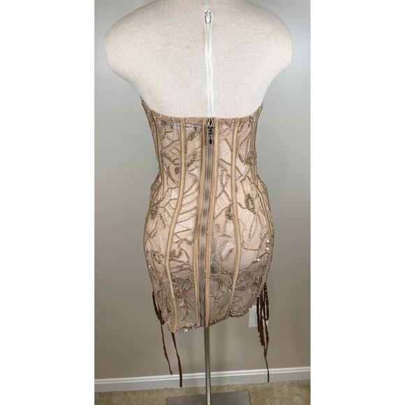 Retrofete Matilda Strapless Lace Sequin Corset Bustier Sheer Mini Dress Sz S - Picture 10 of 12